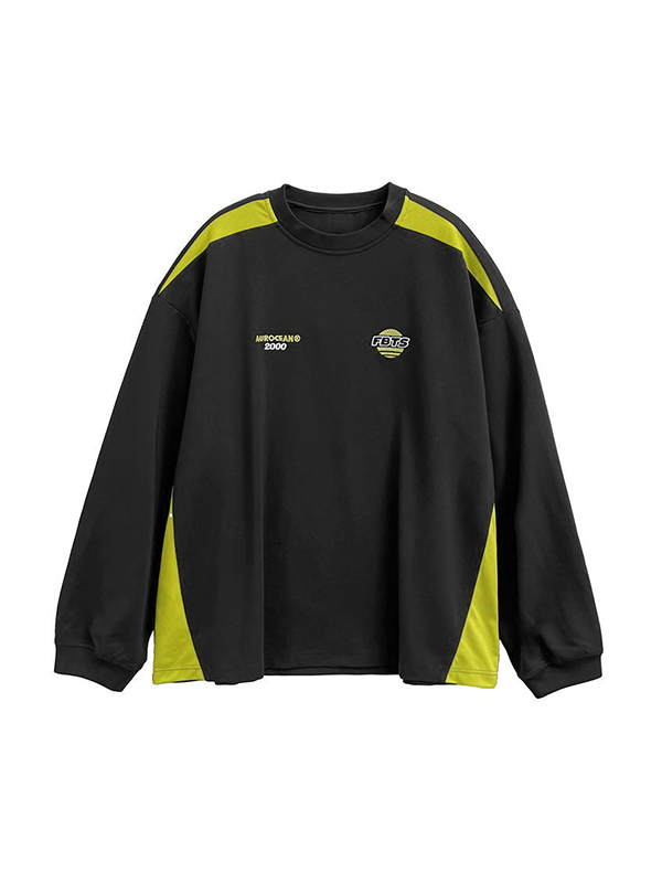 Sudadera con estampado de empalme de color en contraste para hombre