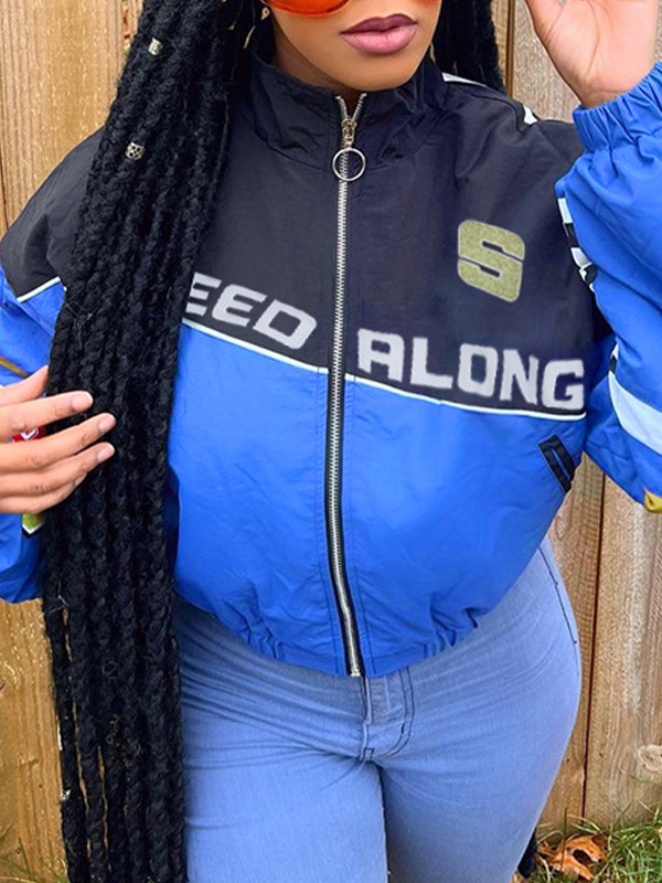 Chaqueta con estampado de bloques de colores para uso casual en la calle