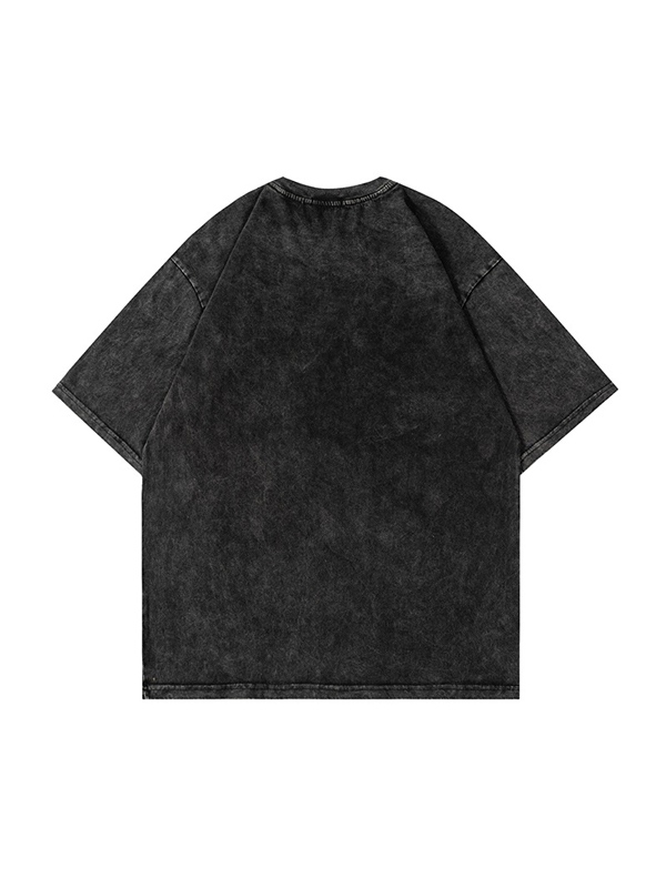 Camiseta vintage de manga corta con estampado de bandas para hombre