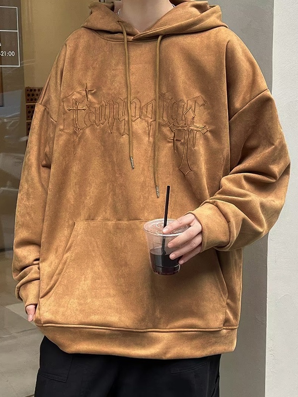 Sudadera con capucha extragrande con estampado de letras cruzadas para hombre