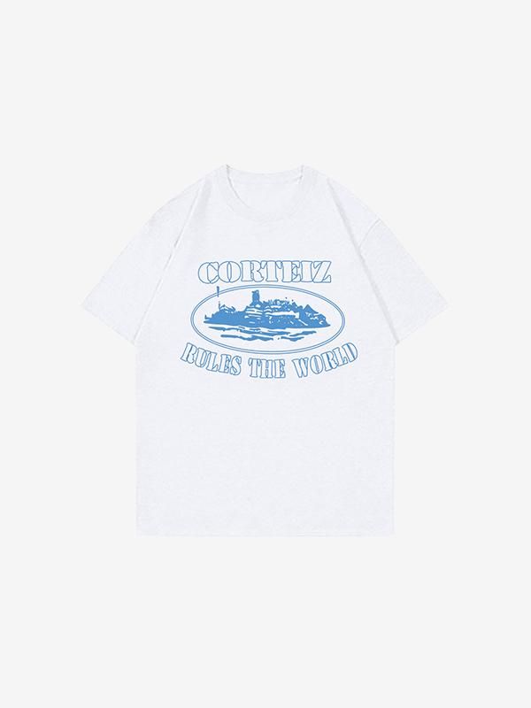 Camiseta de manga corta extragrande con estampado de letras