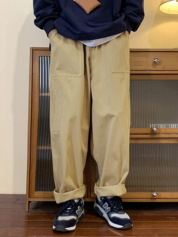 Pantalones de pierna de skater de color sólido para hombre