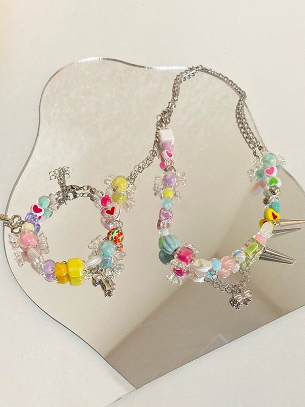 Collar de perlas de caramelo de color de amor de verano