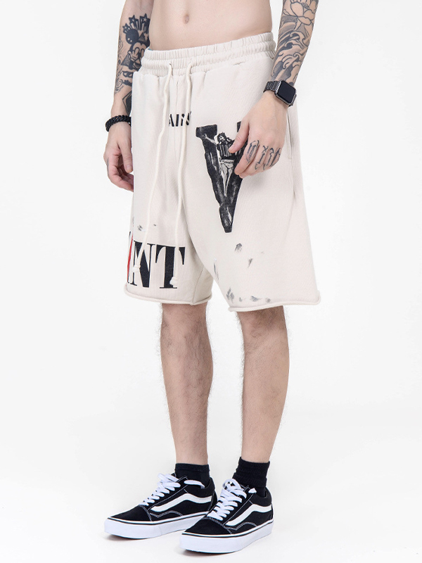pantalones cortos deportivos casuales con estampado de letras para hombre